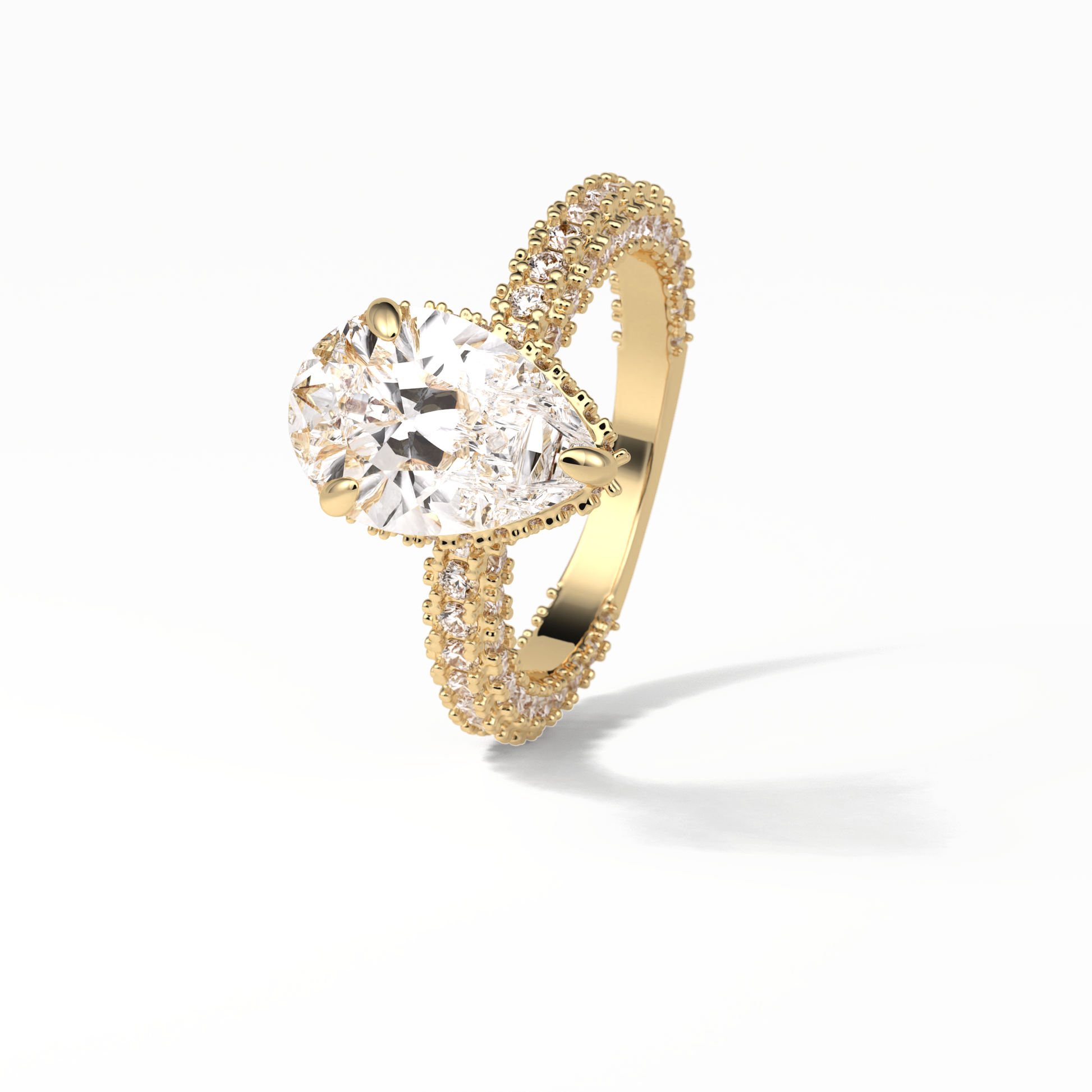 Pear Hidden Halo & Pave Lab Grown Diamond Engagement Ring