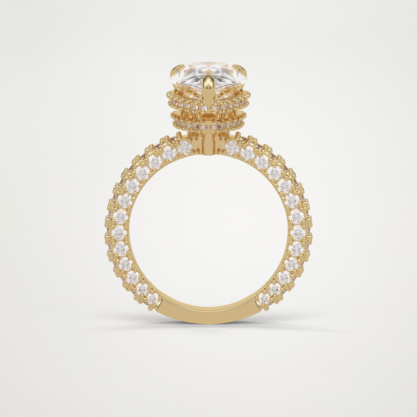 Pear Hidden Halo & Pave Lab Grown Diamond Engagement Ring