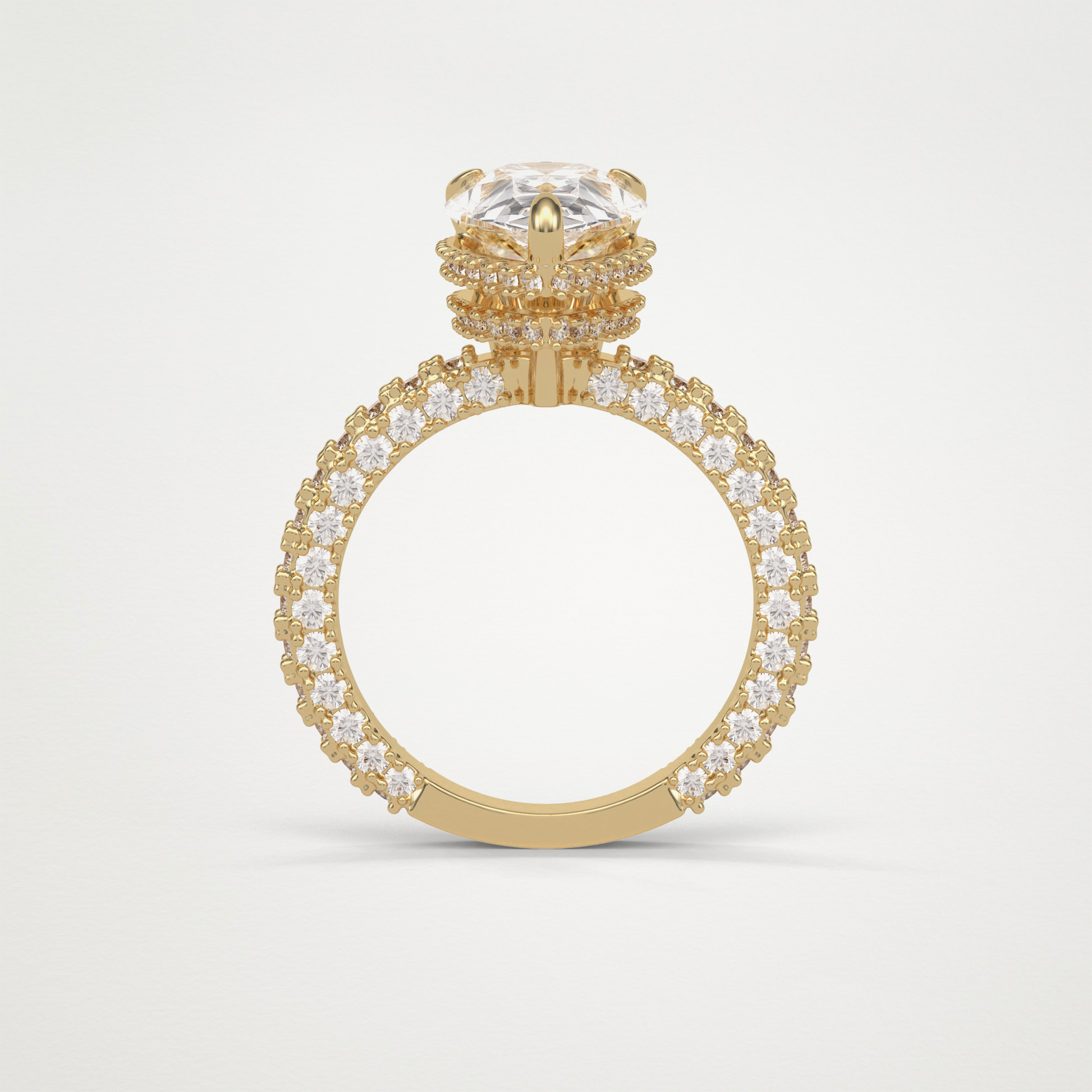 Pear Hidden Halo & Pave Lab Grown Diamond Engagement Ring