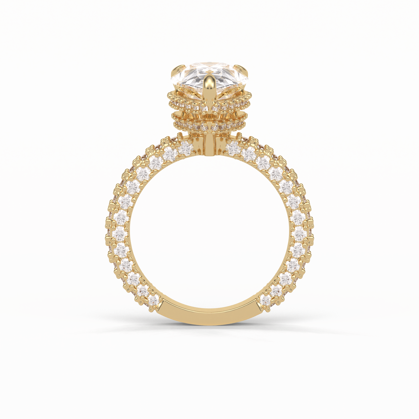 Pear Hidden Halo & Pave Lab Grown Diamond Engagement Ring