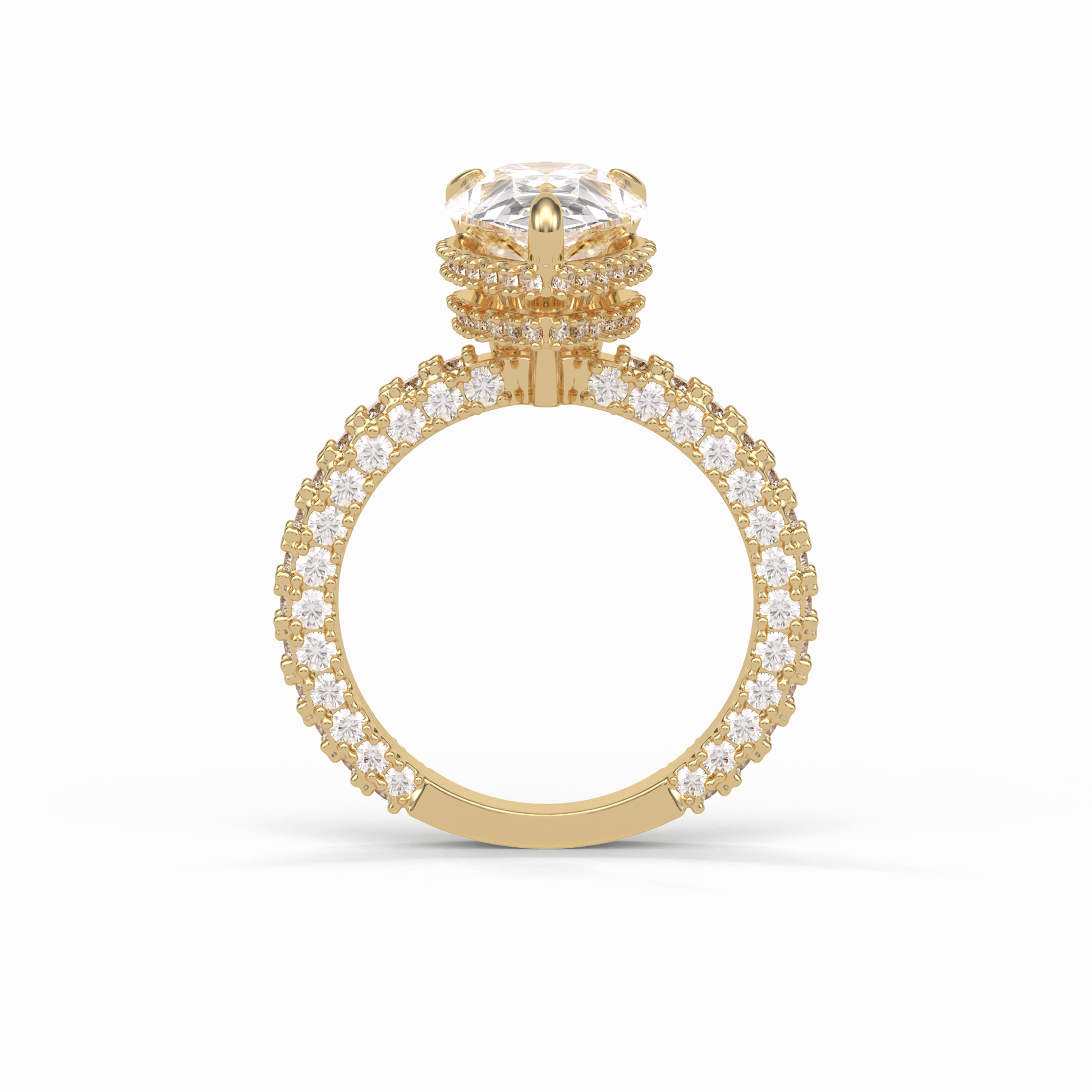 Pear Hidden Halo & Pave Lab Grown Diamond Engagement Ring