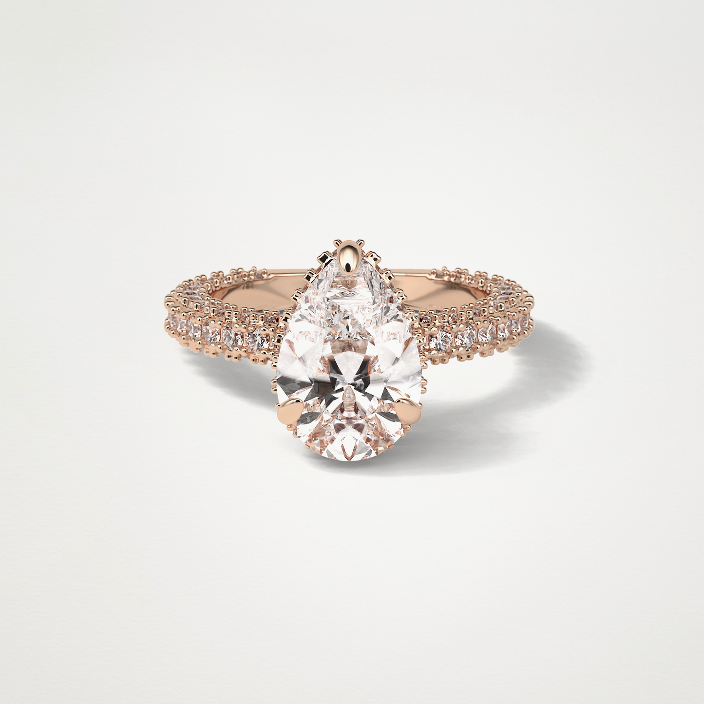 Pear Hidden Halo & Pave Lab Grown Diamond Engagement Ring