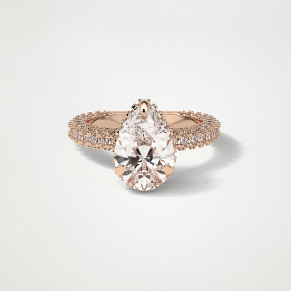 Pear Hidden Halo & Pave Lab Grown Diamond Engagement Ring