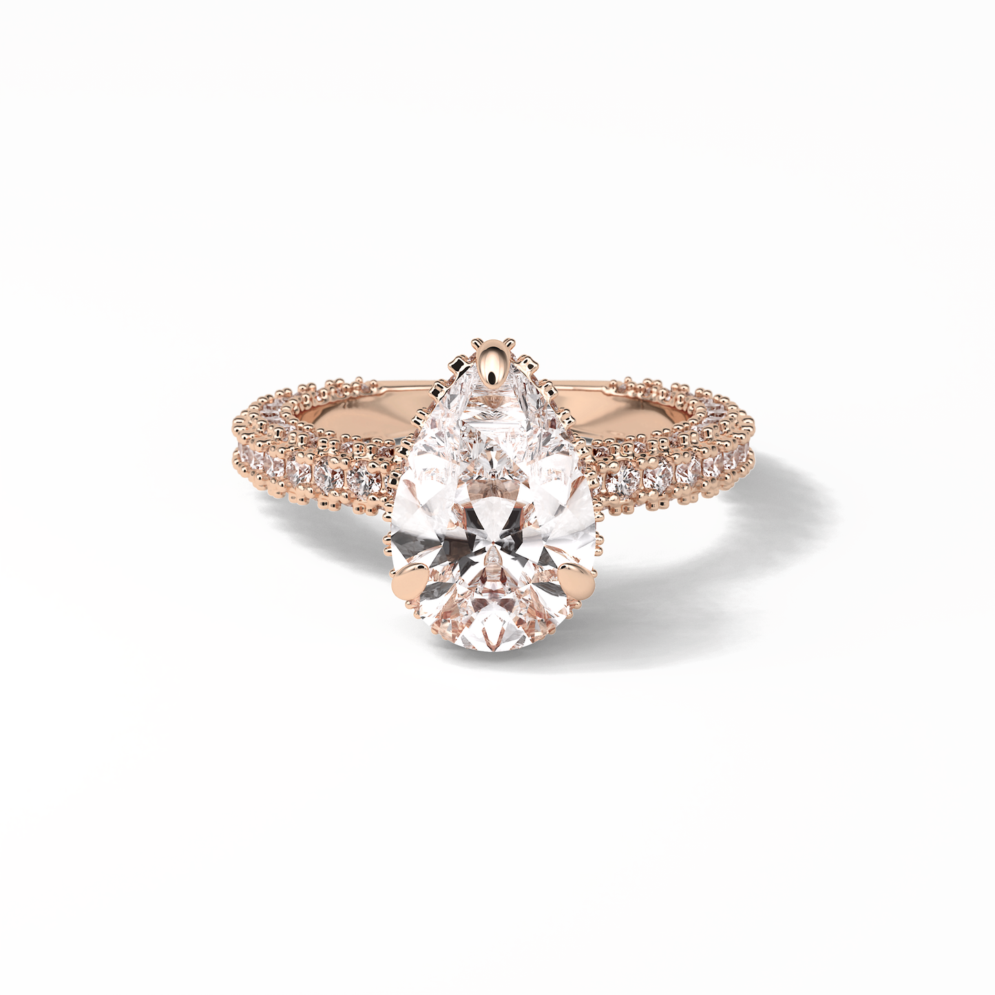 Pear Hidden Halo & Pave Lab Grown Diamond Engagement Ring