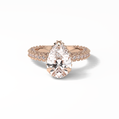 Pear Hidden Halo & Pave Lab Grown Diamond Engagement Ring