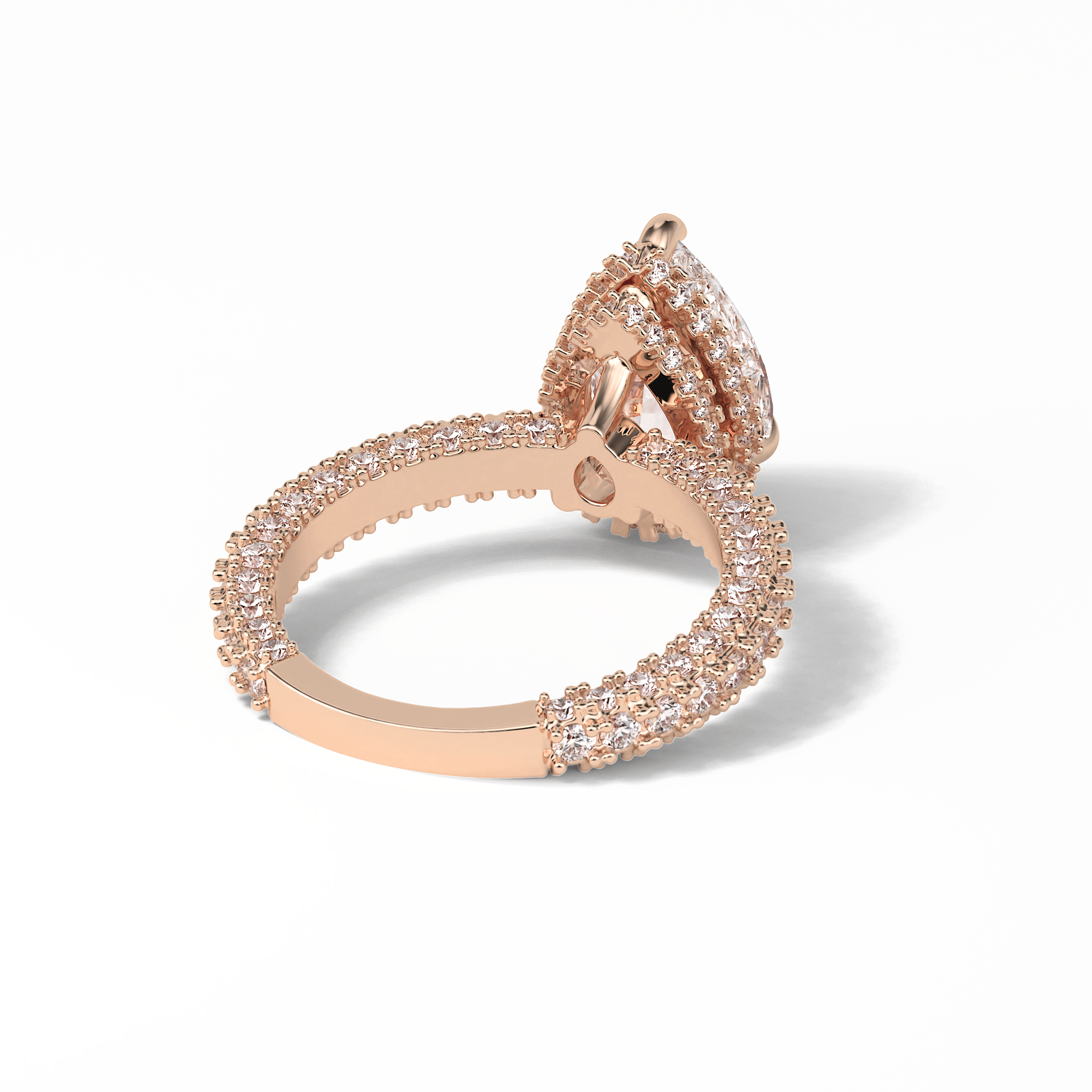 Pear Hidden Halo & Pave Lab Grown Diamond Engagement Ring