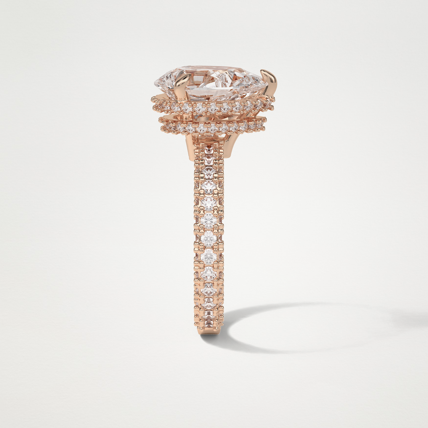 Pear Hidden Halo & Pave Lab Grown Diamond Engagement Ring