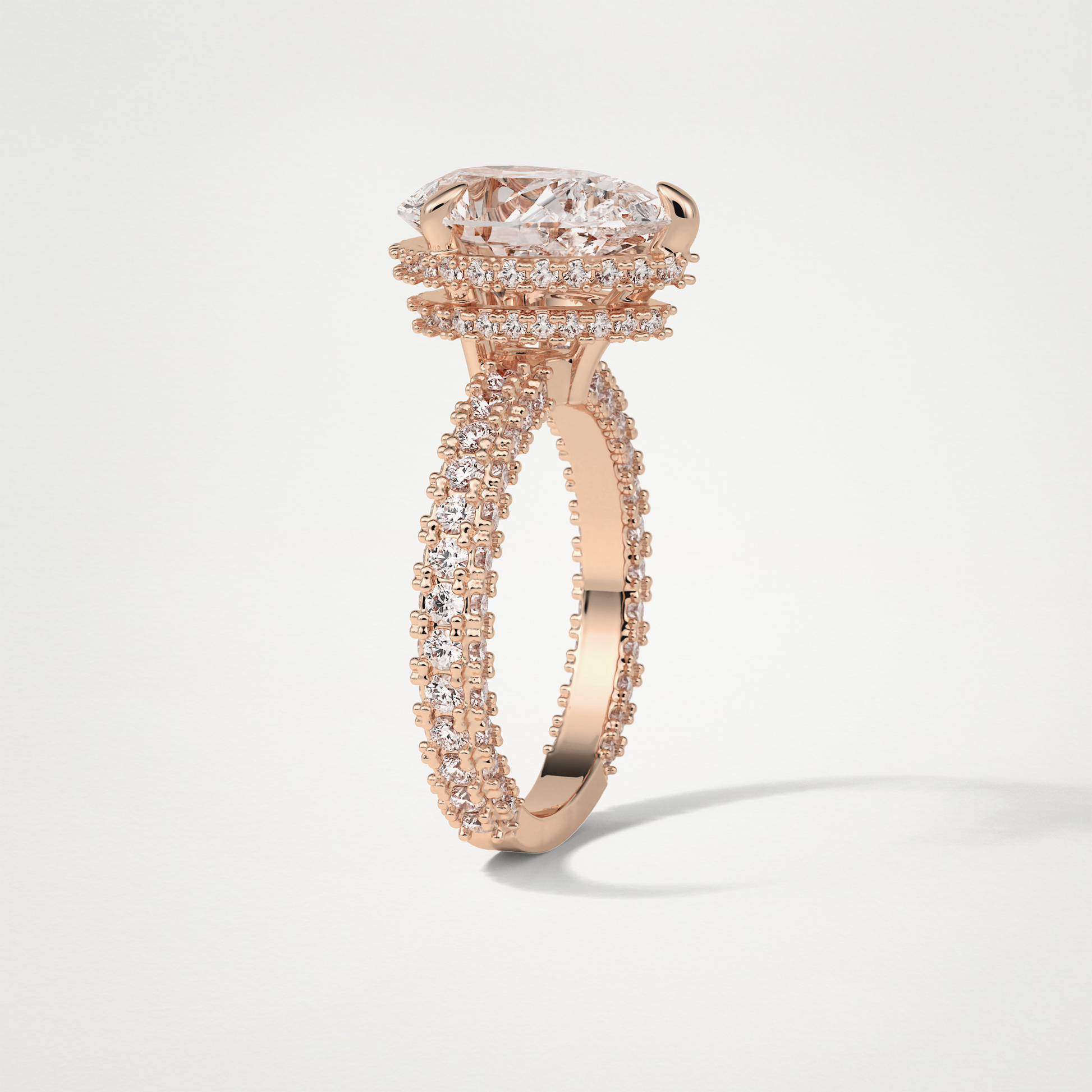 Pear Hidden Halo & Pave Lab Grown Diamond Engagement Ring