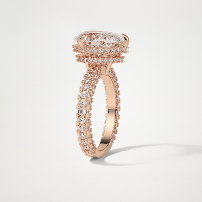 Pear Hidden Halo & Pave Lab Grown Diamond Engagement Ring