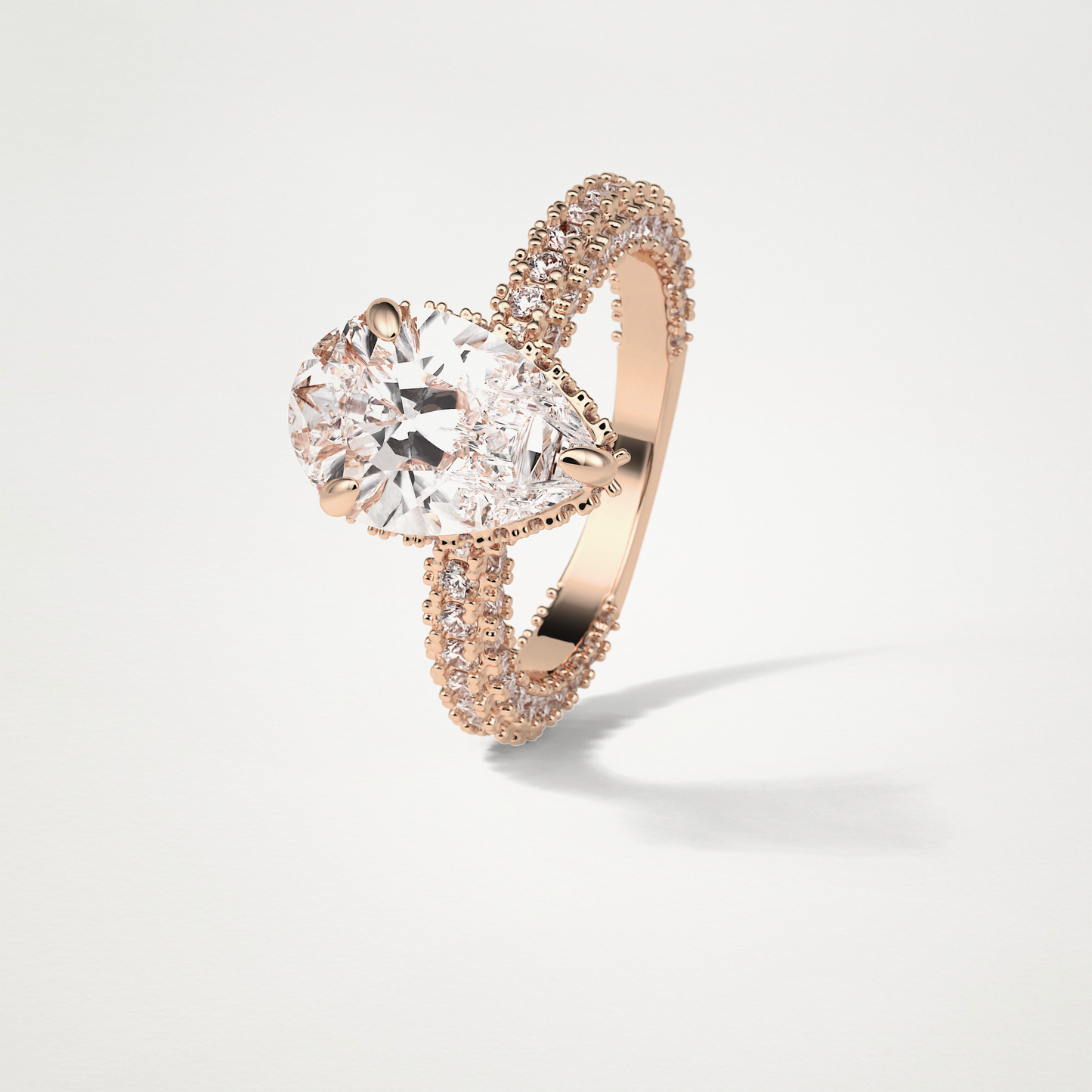 Pear Hidden Halo & Pave Lab Grown Diamond Engagement Ring