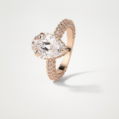 Pear Hidden Halo & Pave Lab Grown Diamond Engagement Ring