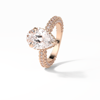 Pear Hidden Halo & Pave Lab Grown Diamond Engagement Ring
