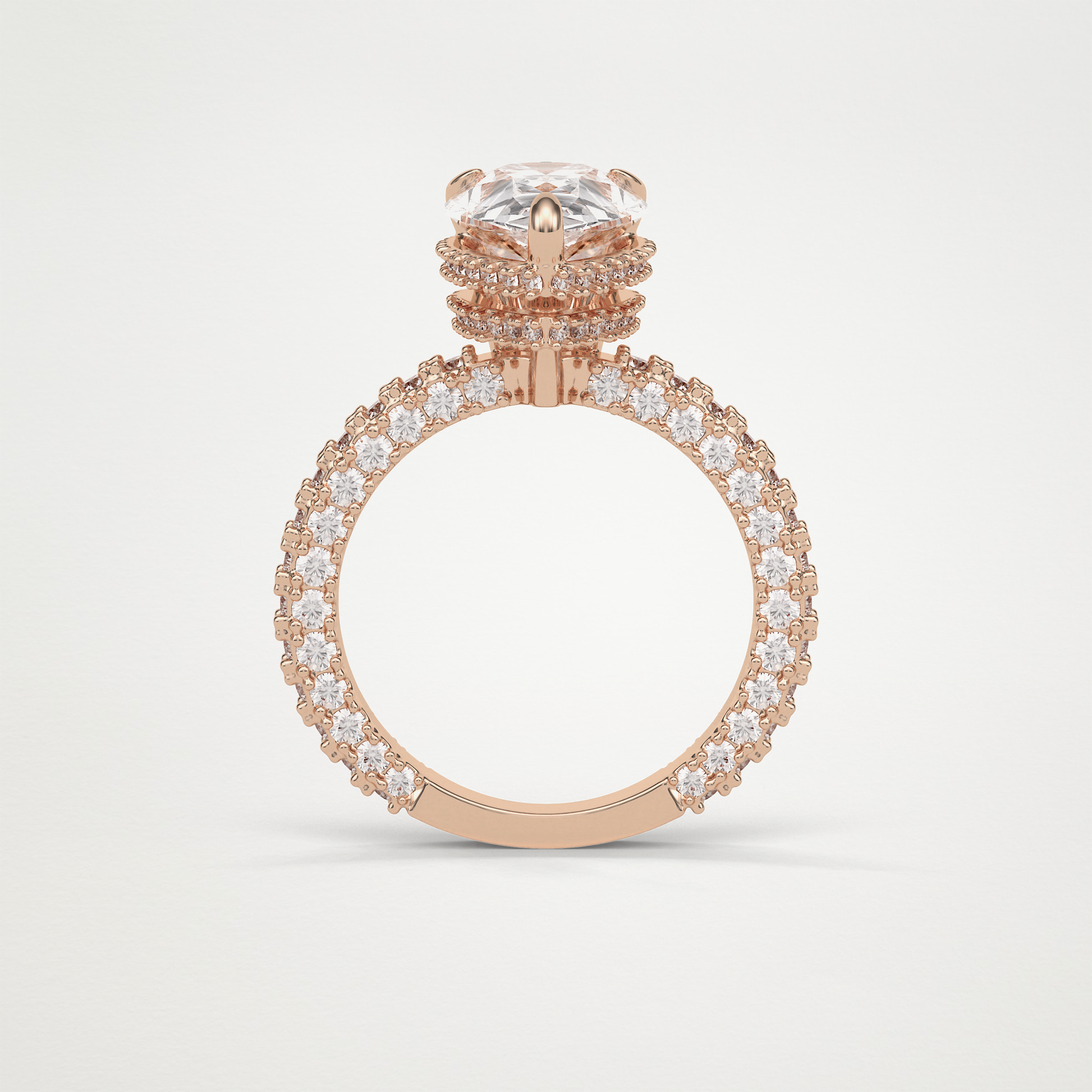 Pear Hidden Halo & Pave Lab Grown Diamond Engagement Ring