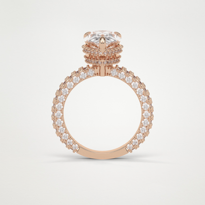 Pear Hidden Halo & Pave Lab Grown Diamond Engagement Ring