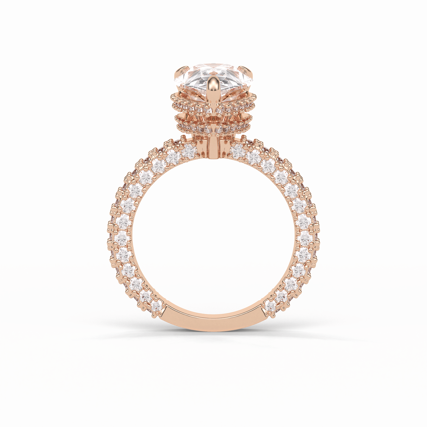 Pear Hidden Halo & Pave Lab Grown Diamond Engagement Ring