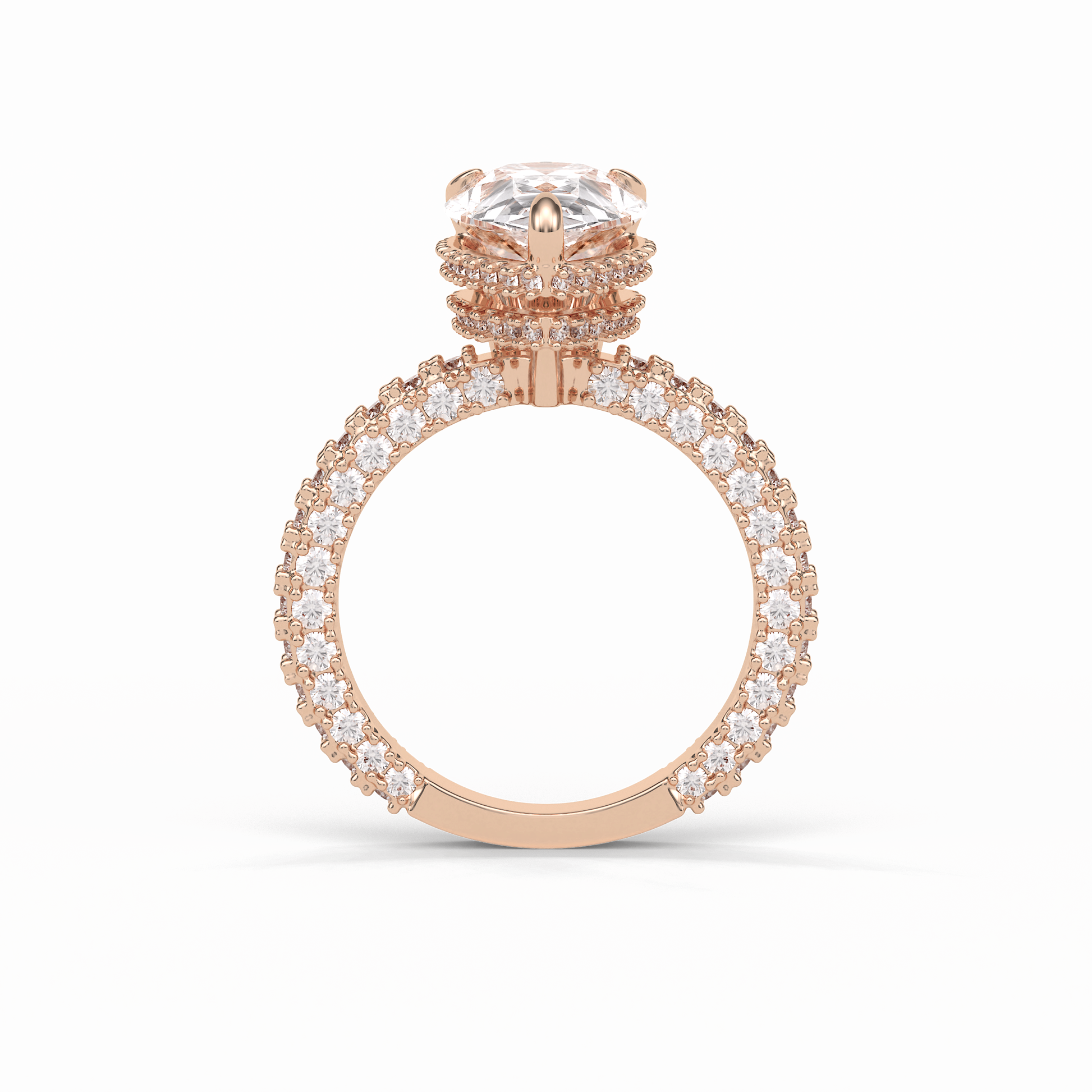 Pear Hidden Halo & Pave Lab Grown Diamond Engagement Ring