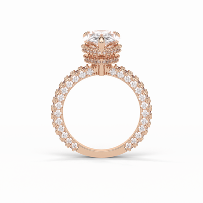 Pear Hidden Halo & Pave Lab Grown Diamond Engagement Ring