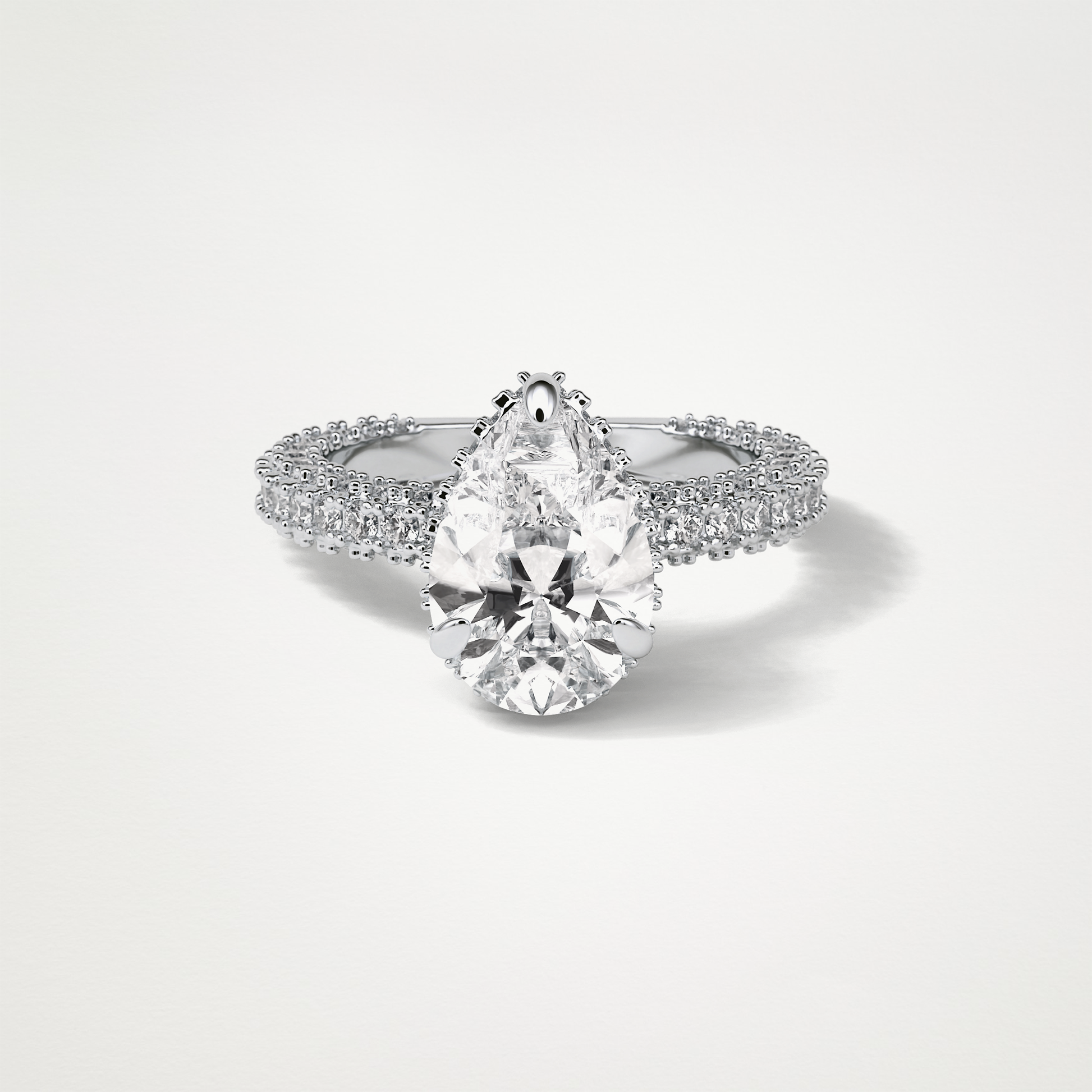 Pear Hidden Halo & Pave Lab Grown Diamond Engagement Ring