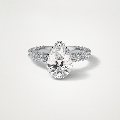 Pear Hidden Halo & Pave Lab Grown Diamond Engagement Ring