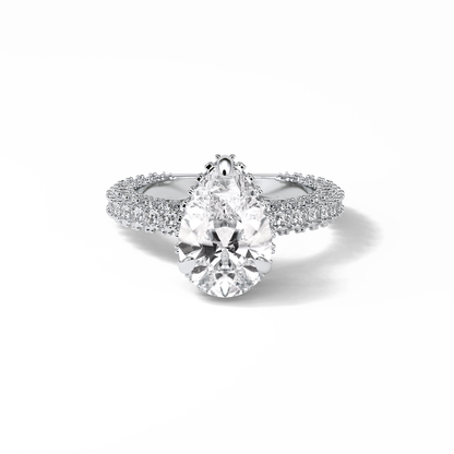 Pear Hidden Halo & Pave Lab Grown Diamond Engagement Ring