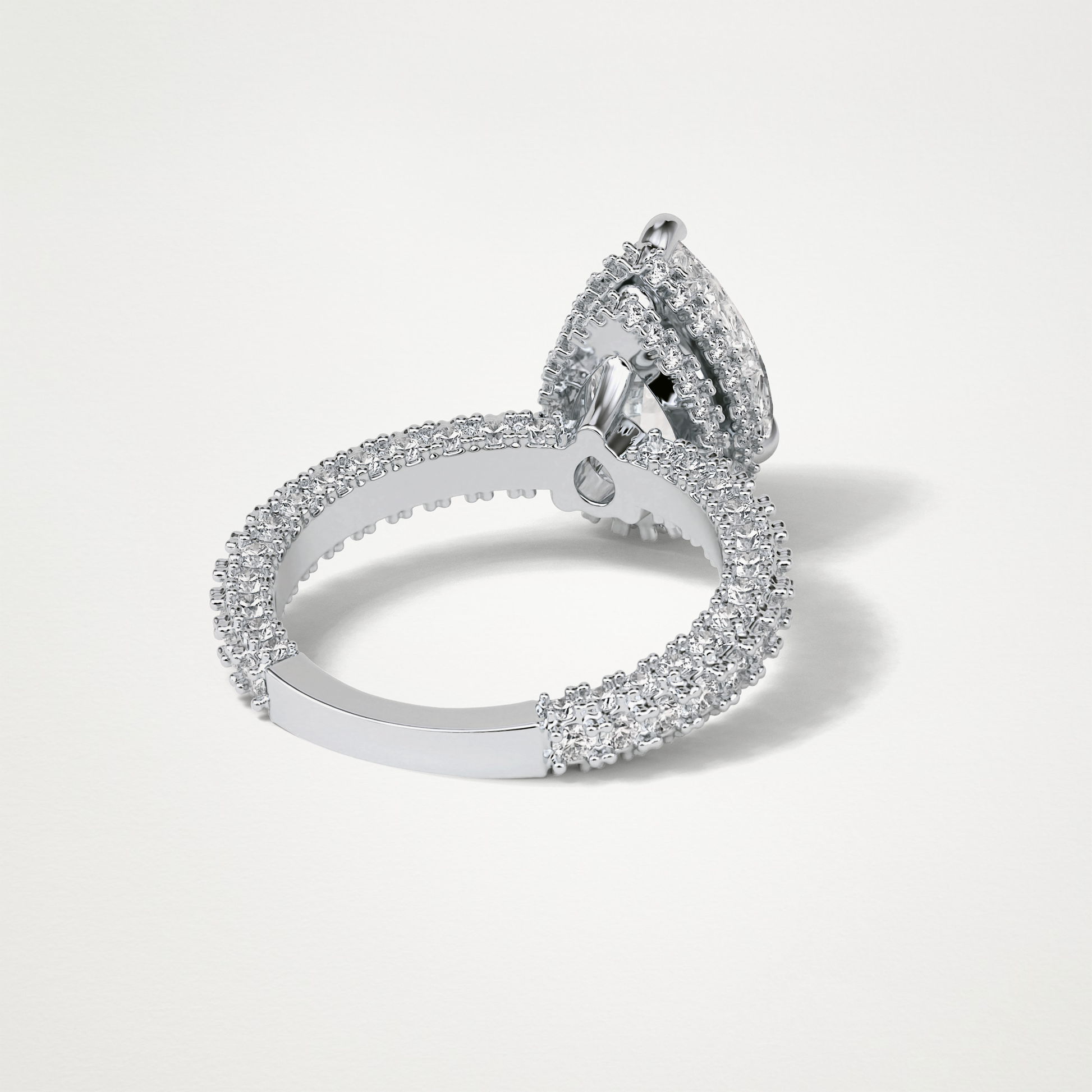 Pear Hidden Halo & Pave Lab Grown Diamond Engagement Ring
