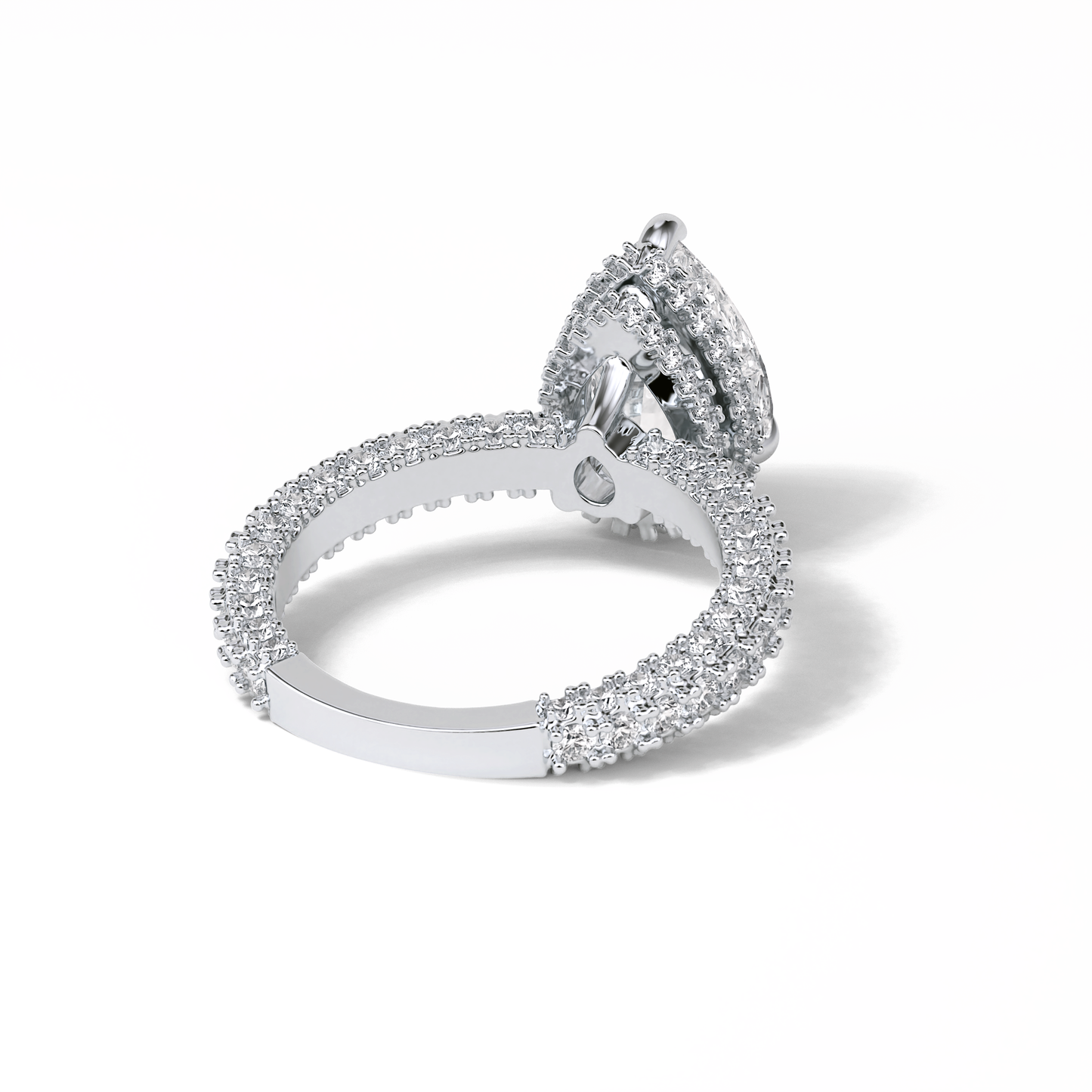 Pear Hidden Halo & Pave Lab Grown Diamond Engagement Ring