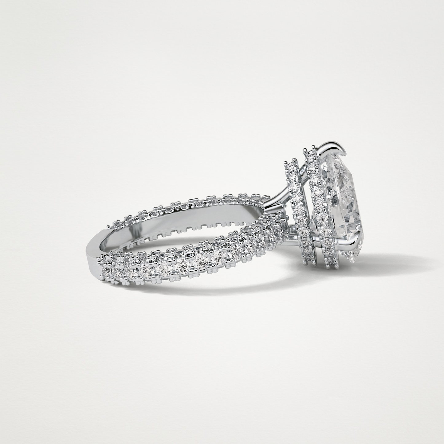 Pear Hidden Halo & Pave Lab Grown Diamond Engagement Ring