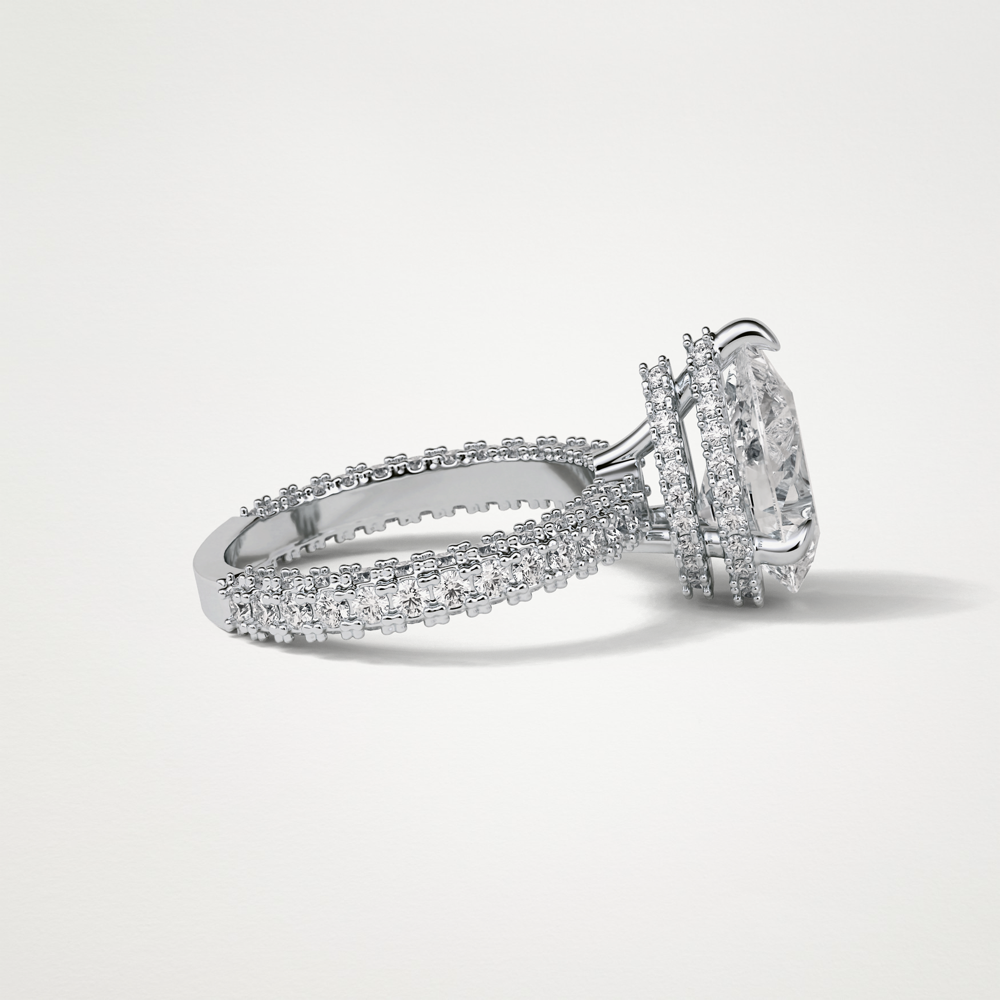 Pear Hidden Halo & Pave Lab Grown Diamond Engagement Ring