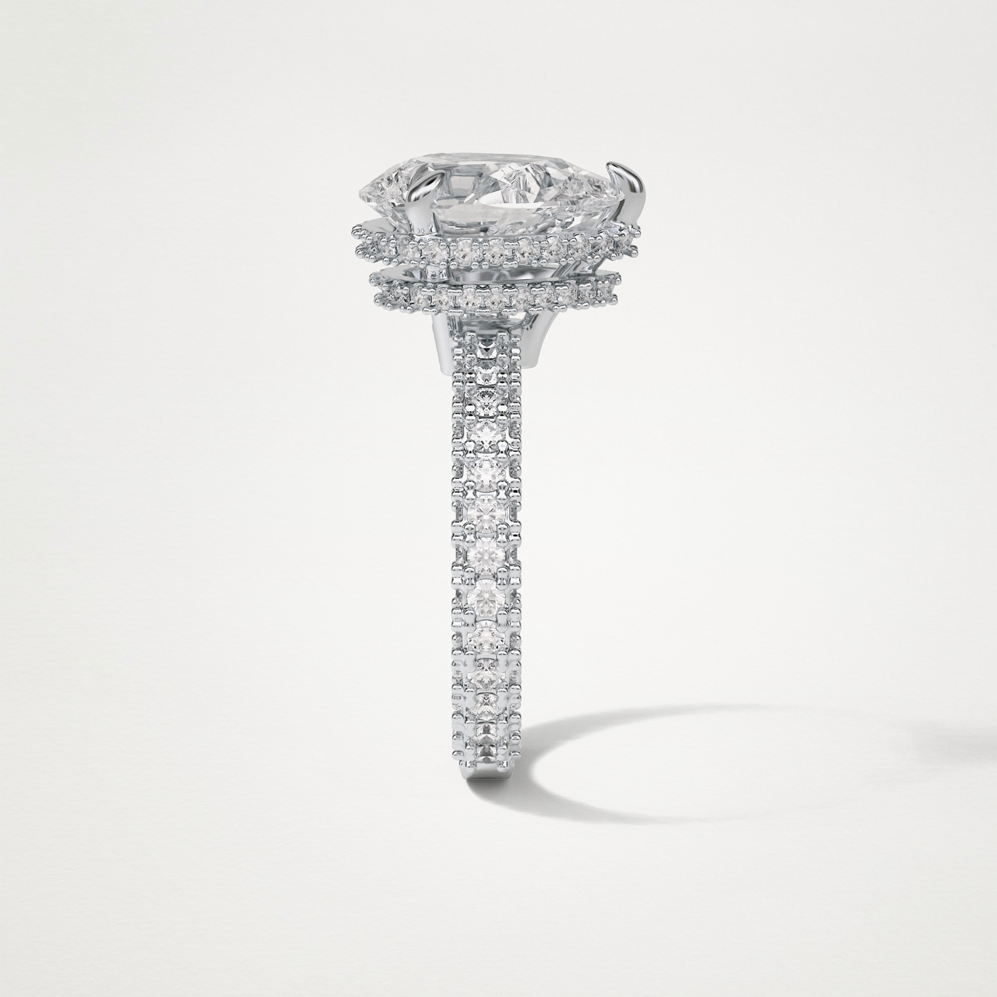 Pear Hidden Halo & Pave Lab Grown Diamond Engagement Ring