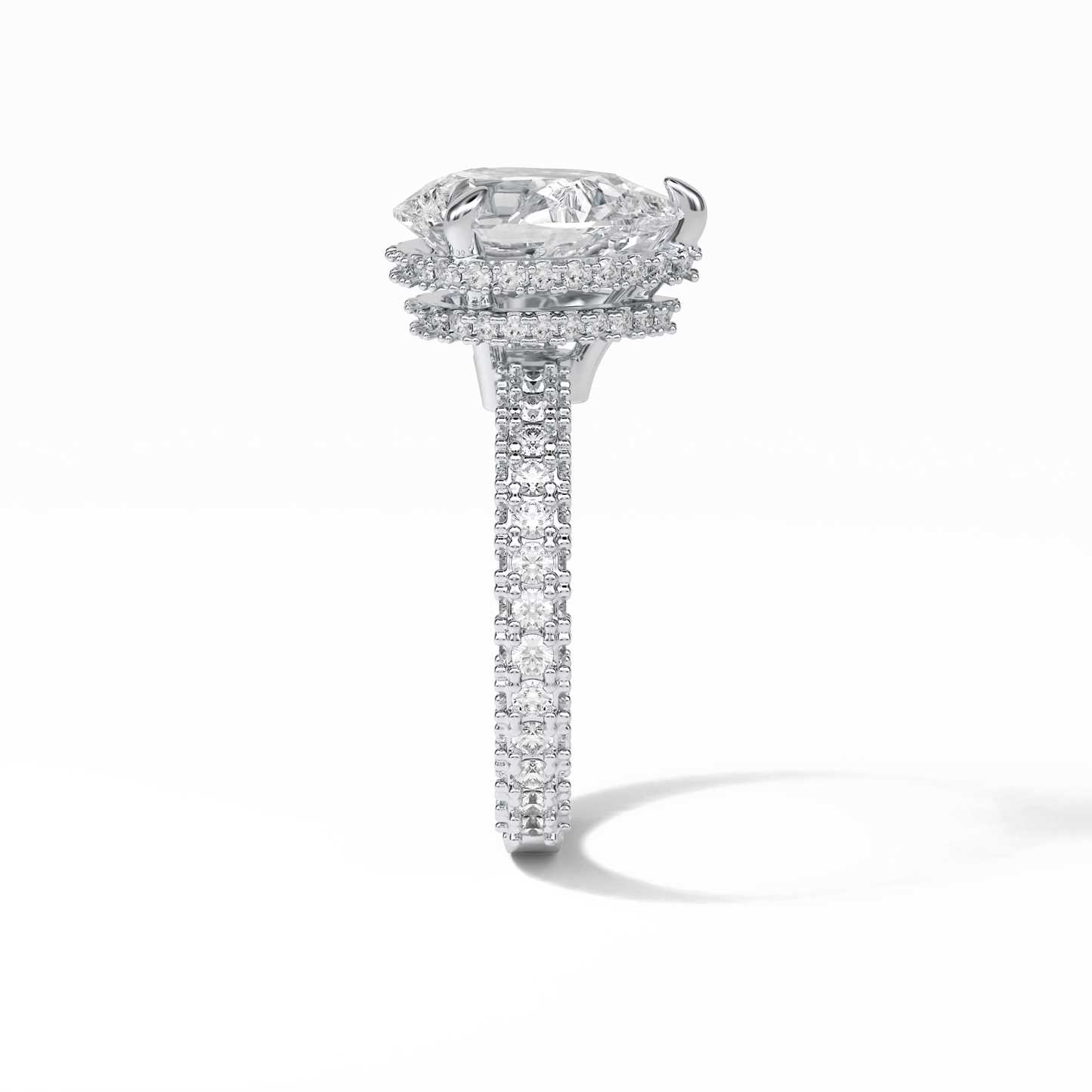 Pear Hidden Halo & Pave Lab Grown Diamond Engagement Ring