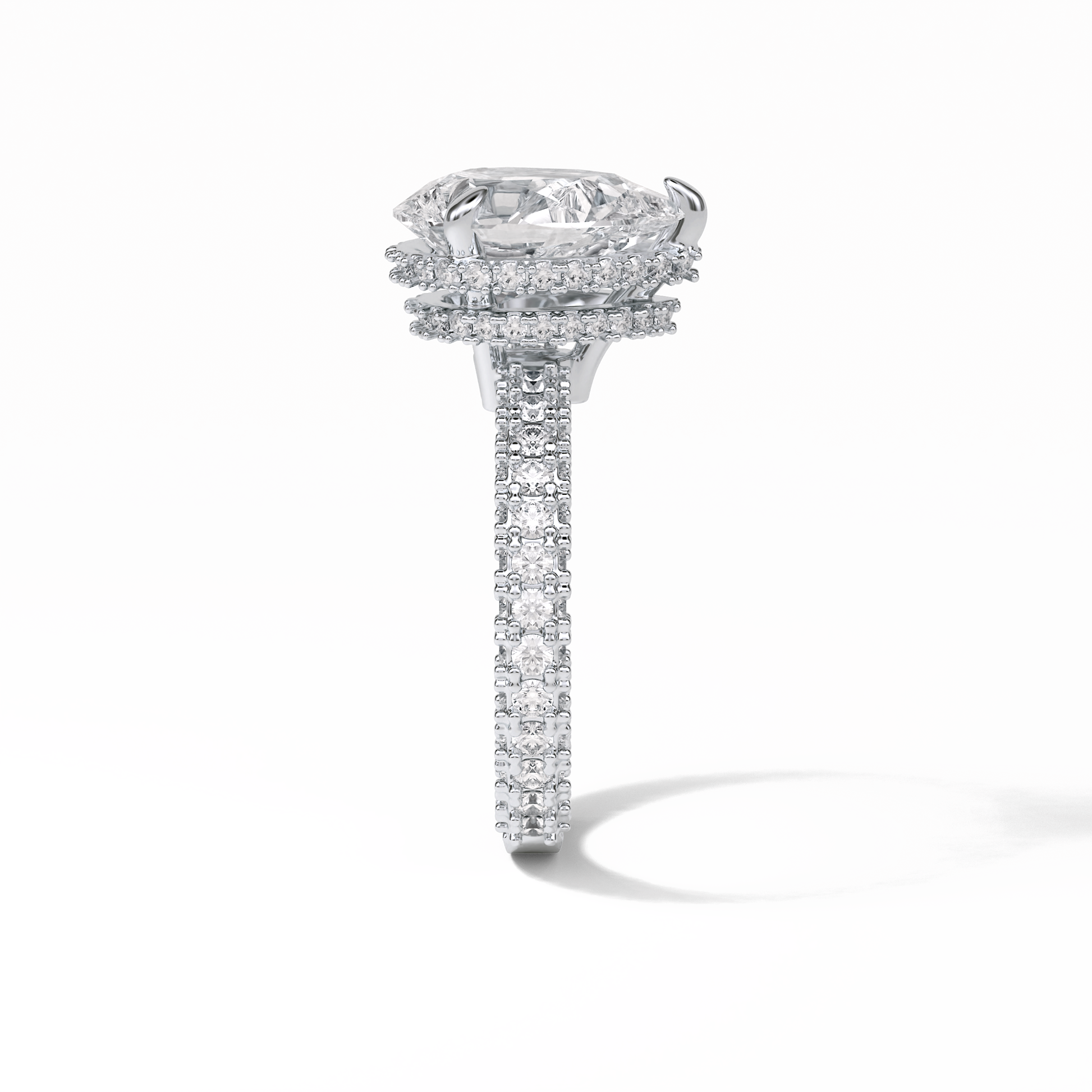 Pear Hidden Halo & Pave Lab Grown Diamond Engagement Ring