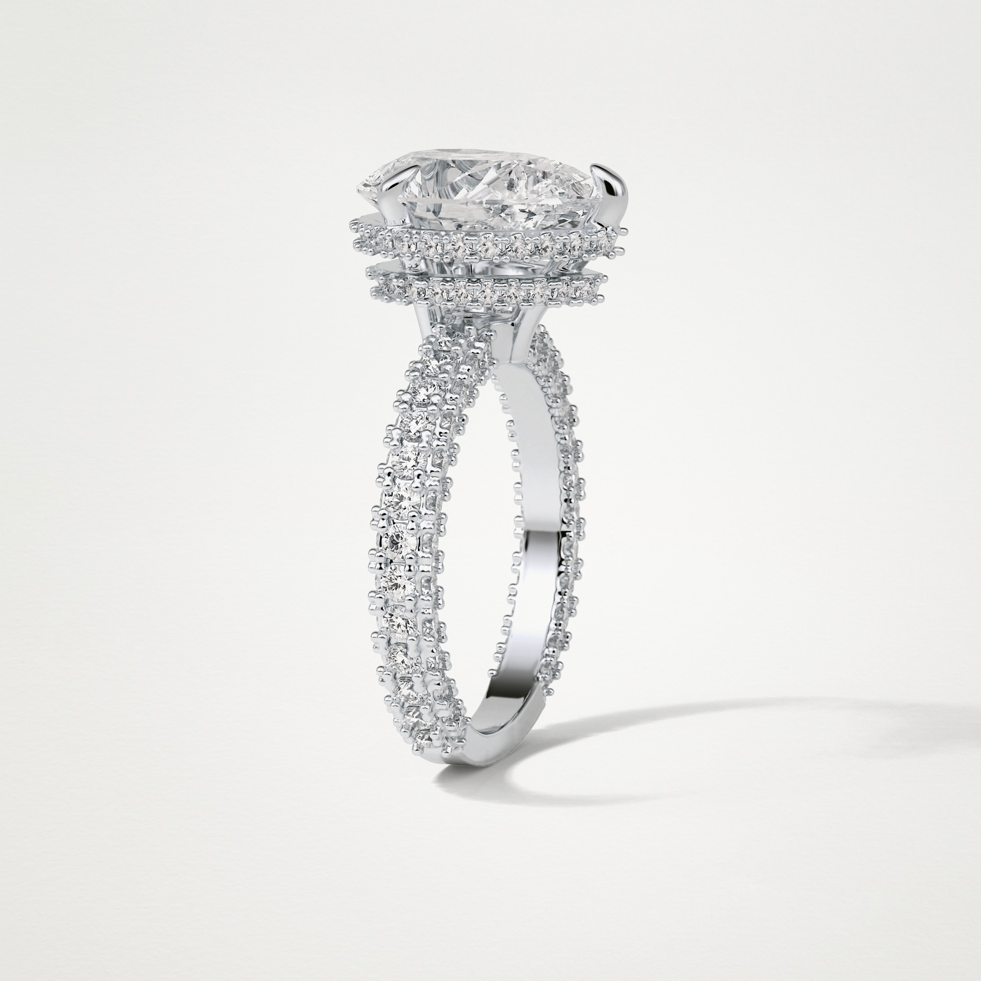 Pear Hidden Halo & Pave Lab Grown Diamond Engagement Ring