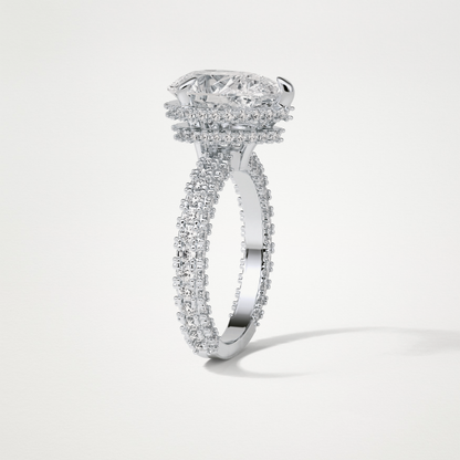 Pear Hidden Halo & Pave Lab Grown Diamond Engagement Ring