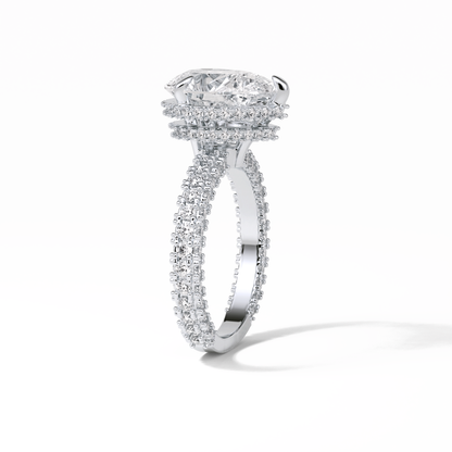 Pear Hidden Halo & Pave Lab Grown Diamond Engagement Ring