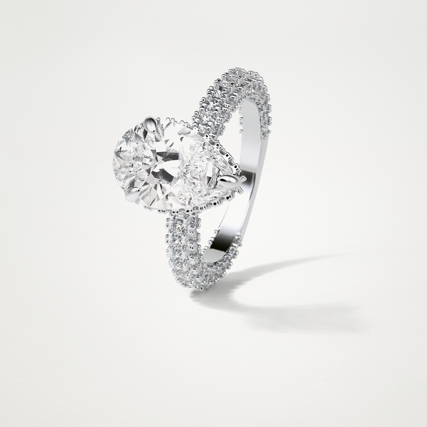 Pear Hidden Halo & Pave Lab Grown Diamond Engagement Ring