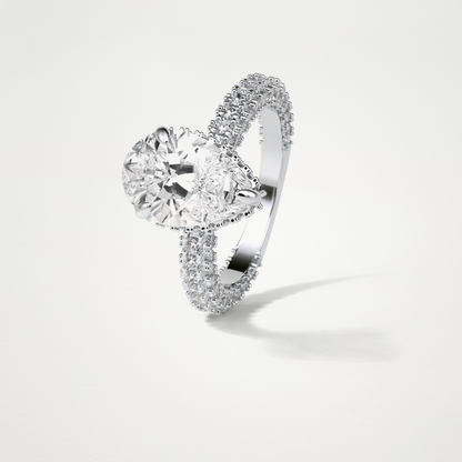 Pear Hidden Halo & Pave Lab Grown Diamond Engagement Ring