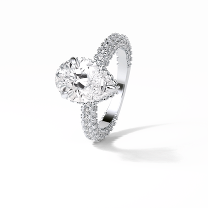 Pear Hidden Halo & Pave Lab Grown Diamond Engagement Ring