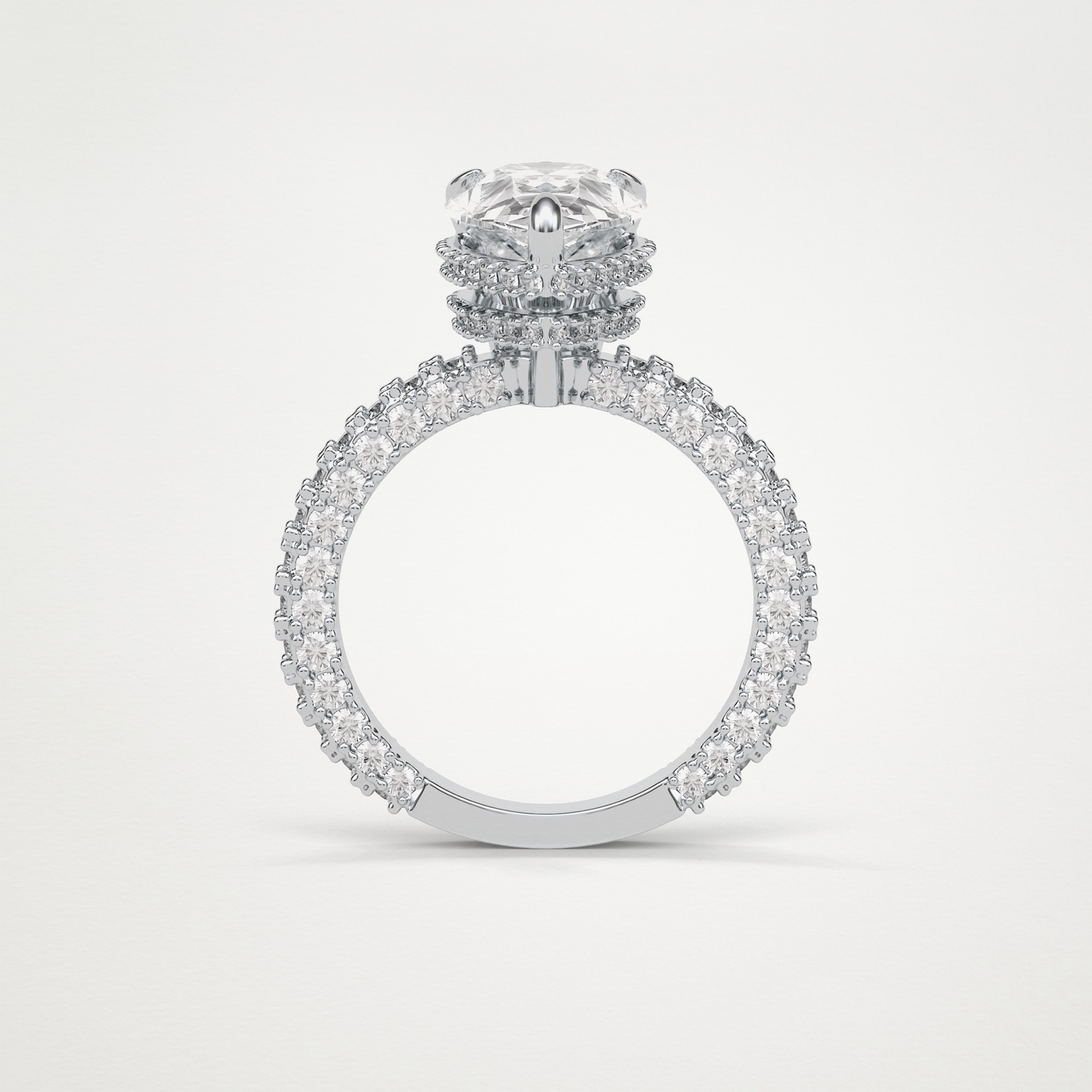 Pear Hidden Halo & Pave Lab Grown Diamond Engagement Ring