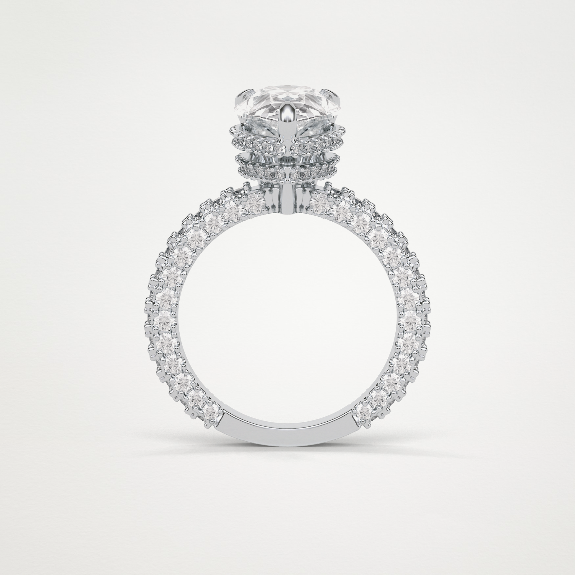 Pear Hidden Halo & Pave Lab Grown Diamond Engagement Ring