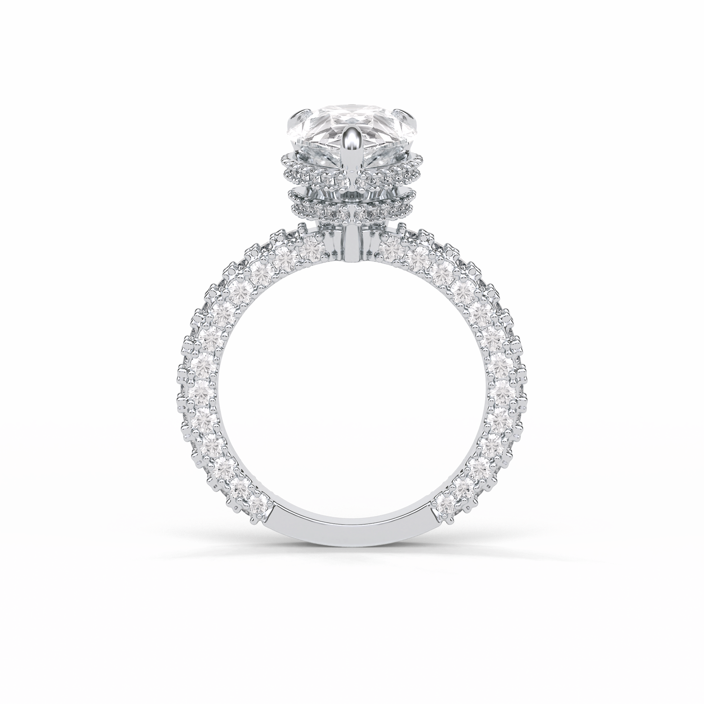 Pear Hidden Halo & Pave Lab Grown Diamond Engagement Ring