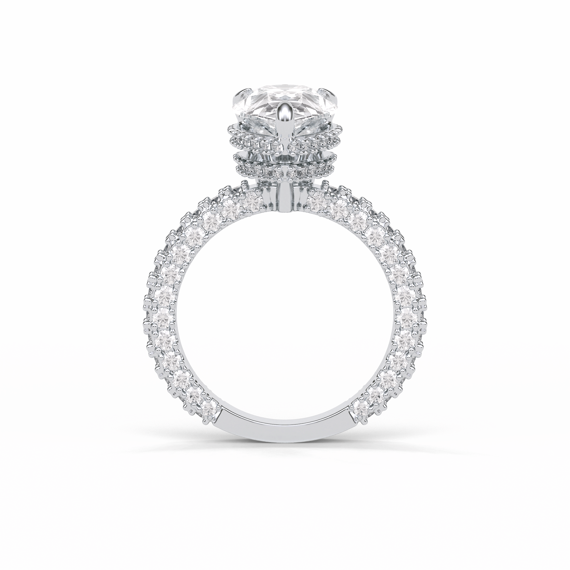 Pear Hidden Halo & Pave Lab Grown Diamond Engagement Ring