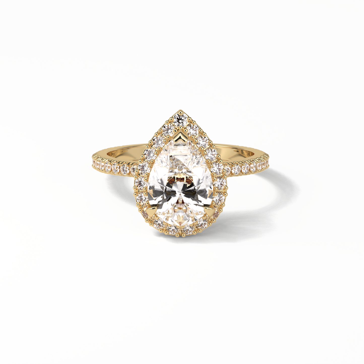 Pear Halo & Pave Lab Grown Diamond Engagement Ring