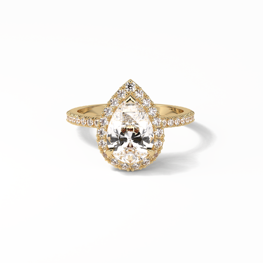 Pear Halo & Pave Lab Grown Diamond Engagement Ring