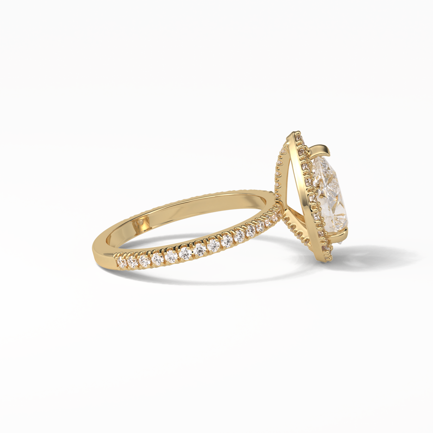 Pear Halo & Pave Lab Grown Diamond Engagement Ring
