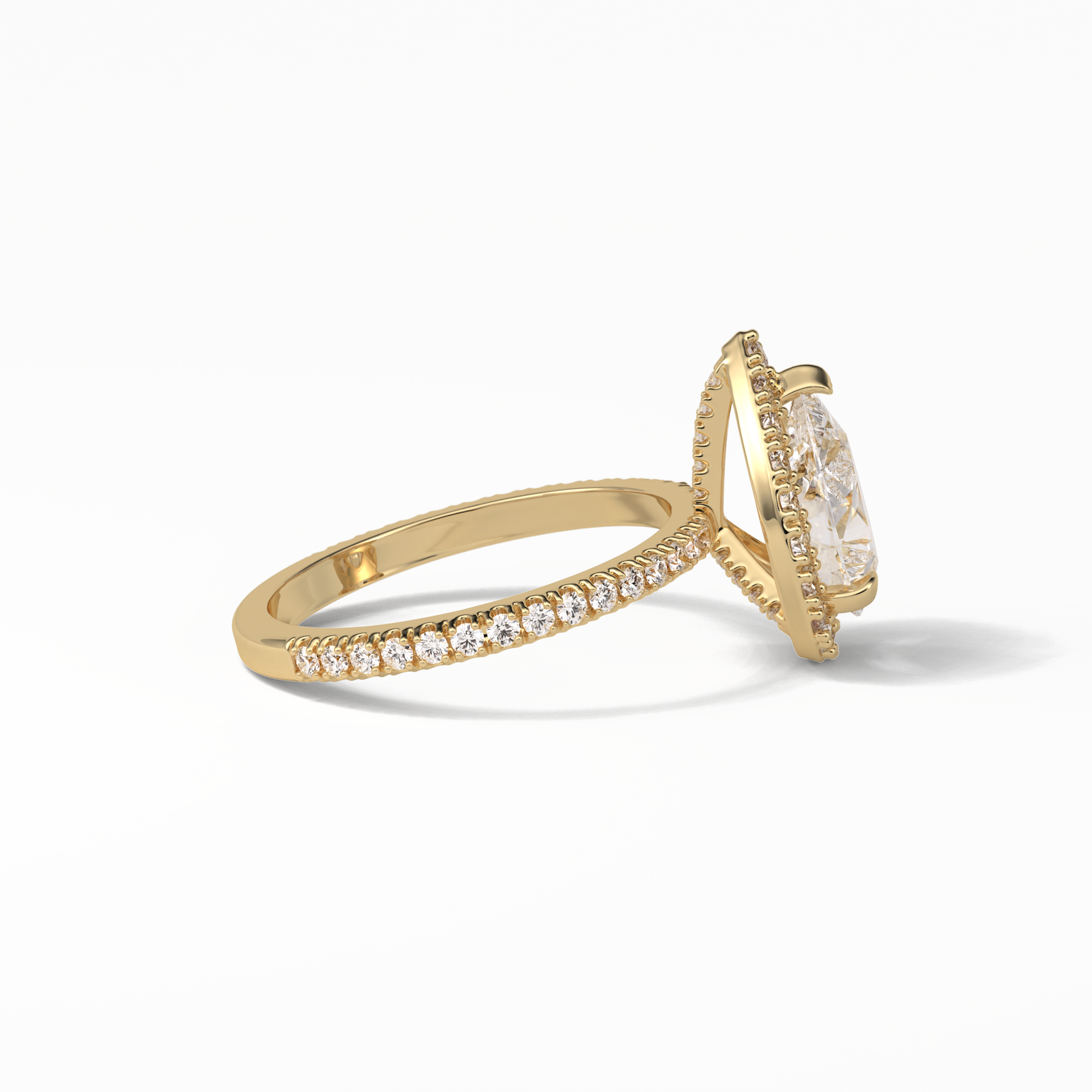 Pear Halo & Pave Lab Grown Diamond Engagement Ring