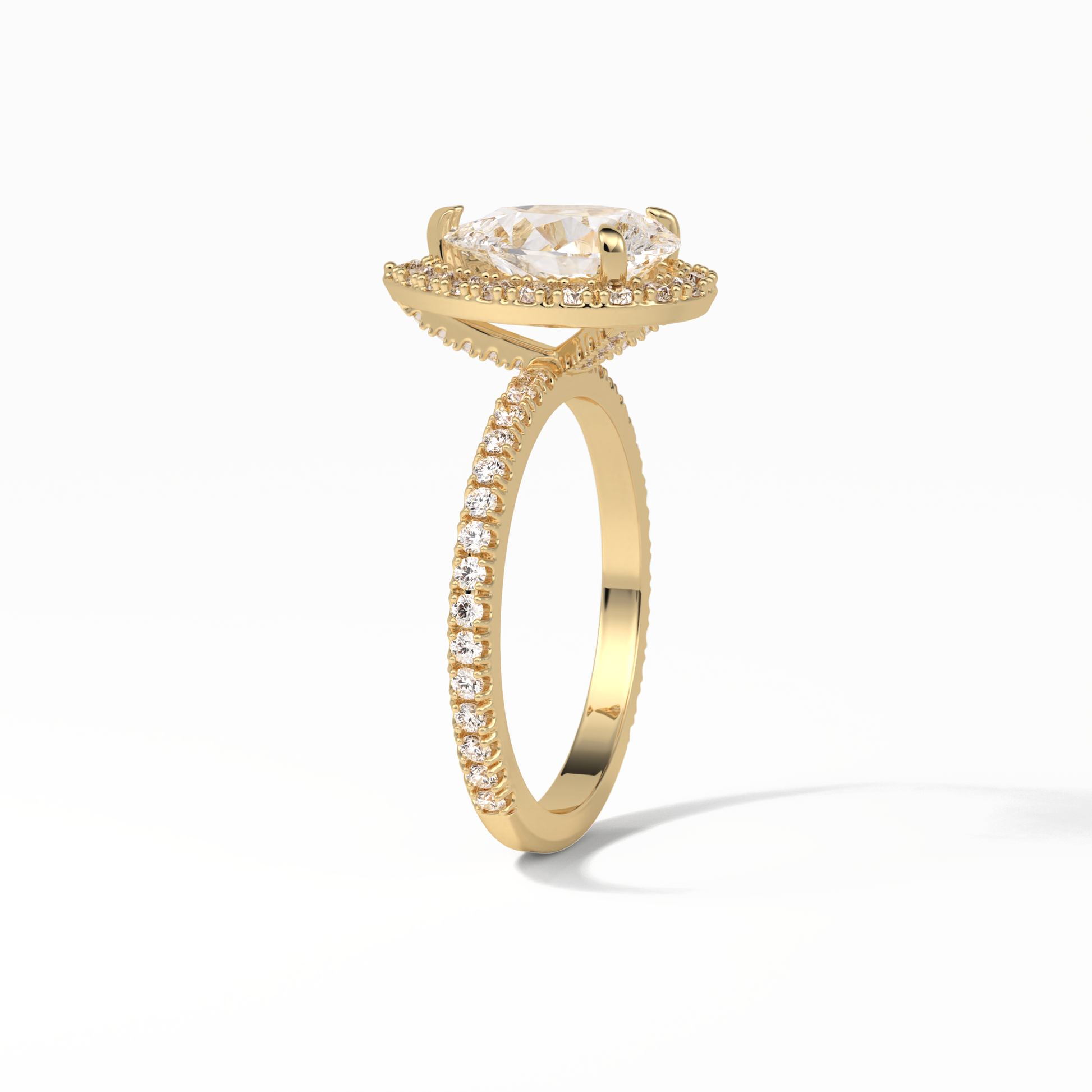Pear Halo & Pave Lab Grown Diamond Engagement Ring