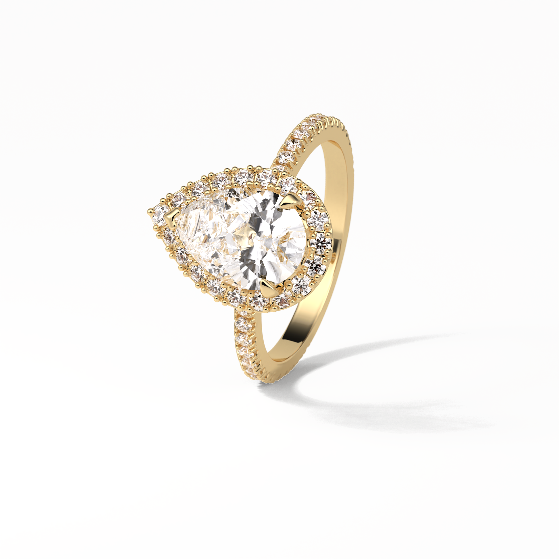 Pear Halo & Pave Lab Grown Diamond Engagement Ring
