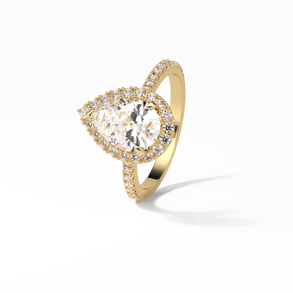 Pear Halo & Pave Lab Grown Diamond Engagement Ring