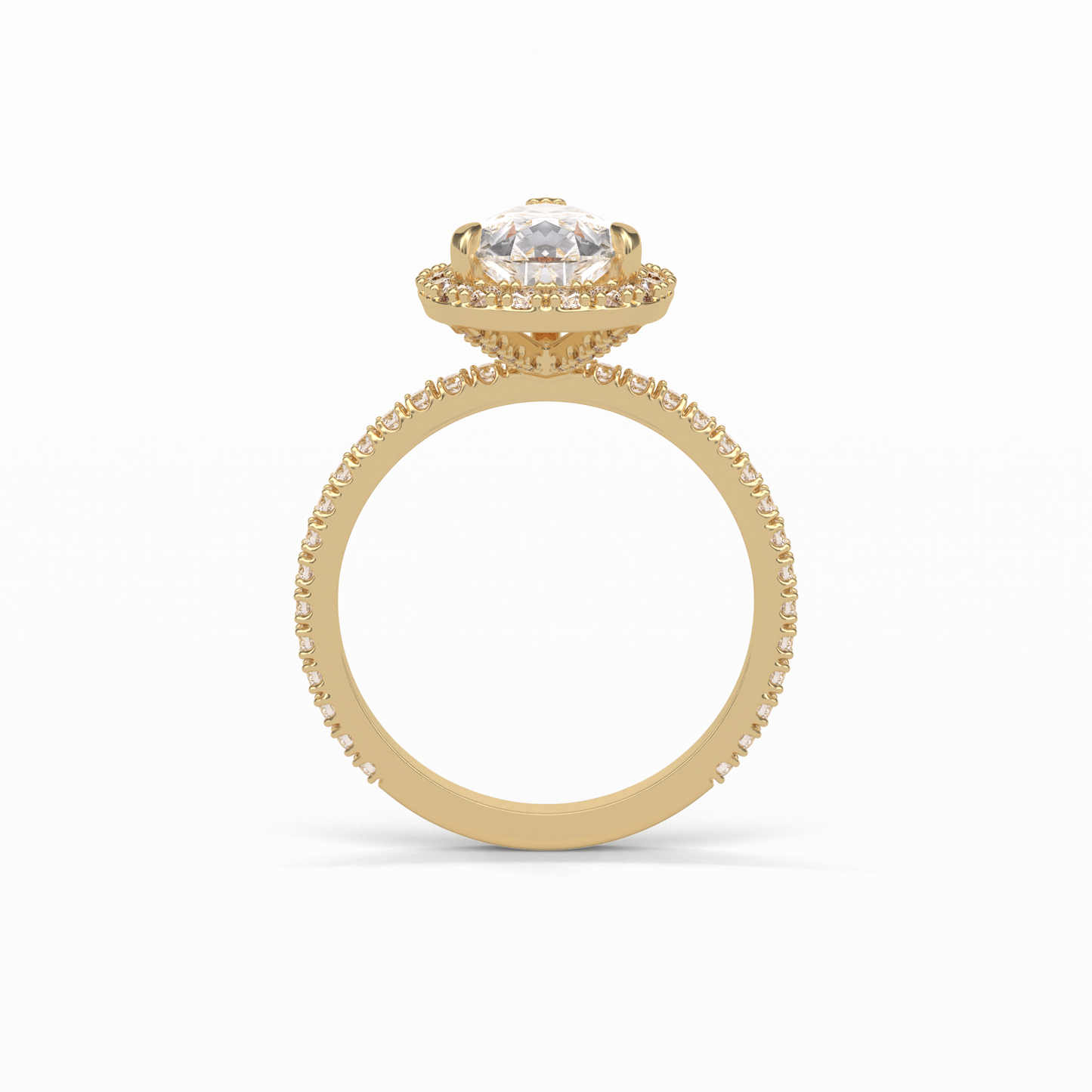 Pear Halo & Pave Lab Grown Diamond Engagement Ring