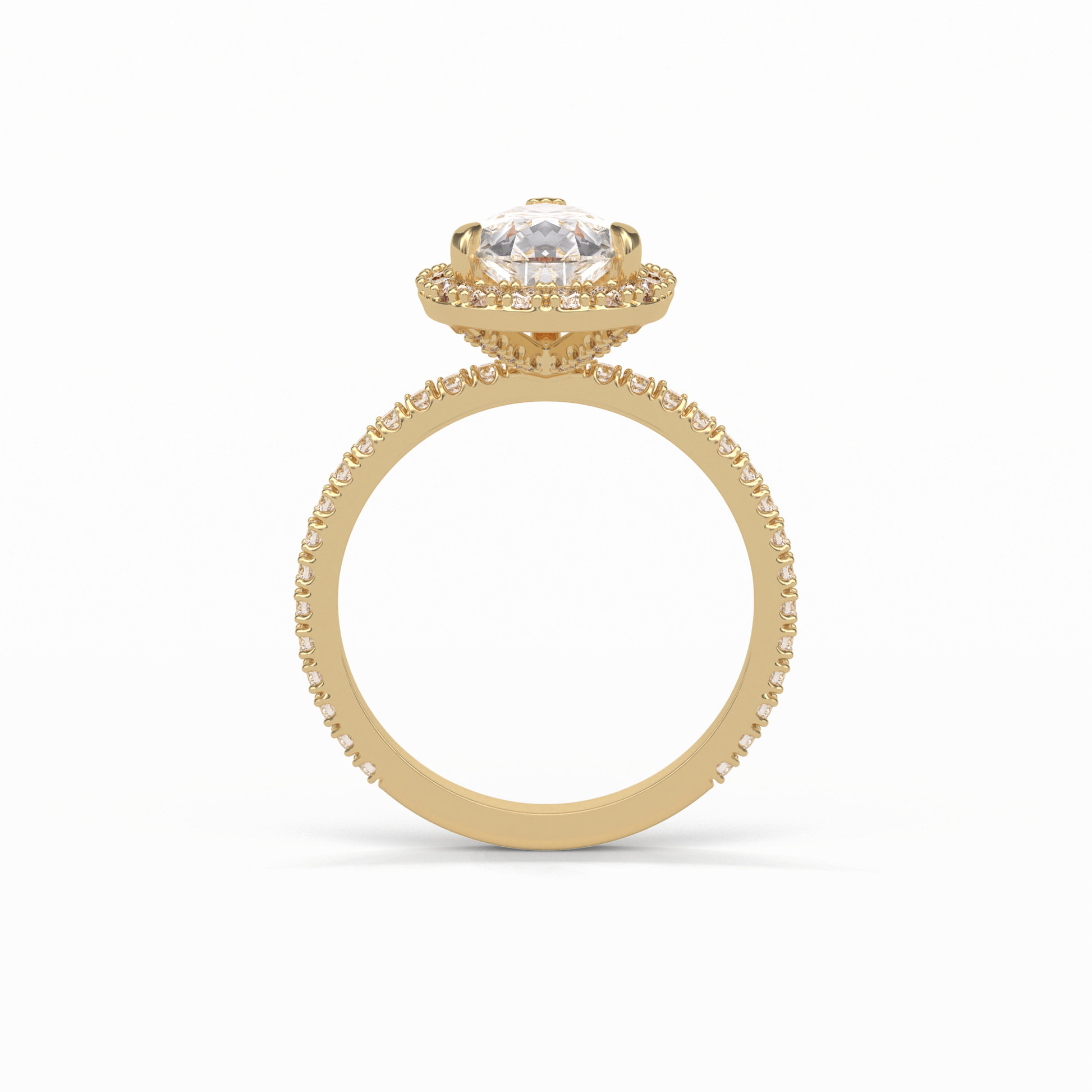 Pear Halo & Pave Lab Grown Diamond Engagement Ring